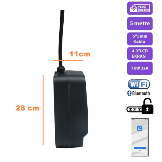 QSR-7KW / 32A / Duvara Sabit Şarj Cihazı resmi