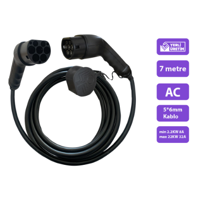 E-QSR Type 2 Şarj Kablosu - 22 KW / 32A /7Metre / 3 Faz - resmi