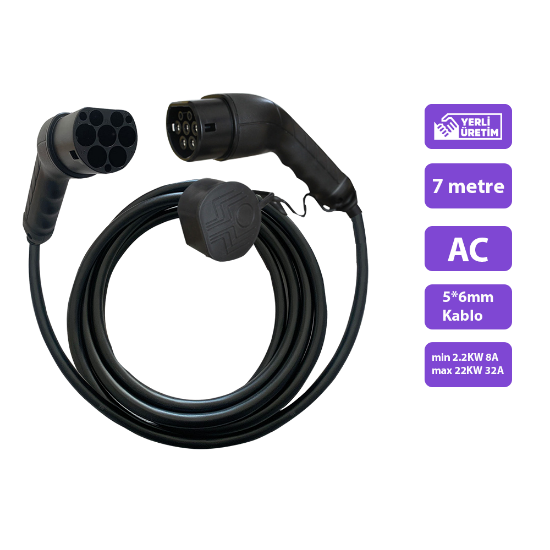 E-QSR Type 2 Şarj Kablosu - 22 KW / 32A /7Metre / 3 Faz - resmi