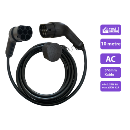 E-QSR Type 2 Şarj Kablosu - 22 KW / 32A / 10Metre / 3 Faz - resmi