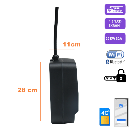 QSR-22KW /32A/ 4G/-Portatif Şarj Cihazı ( 5 Kullanıcı 1 Cihaz ) resmi